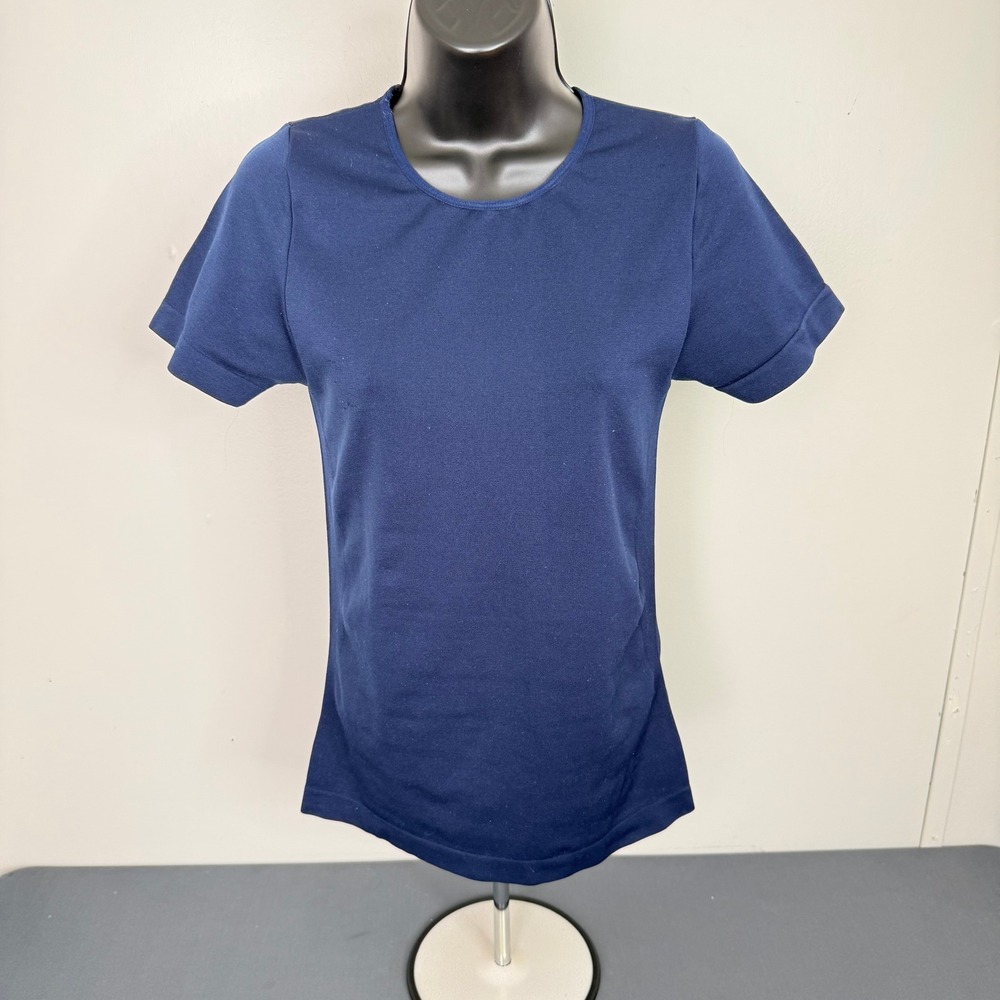 Love Poem T-Shirt Womens Small Navy Blue Short Sleeve Crew Neck Stretch Basic